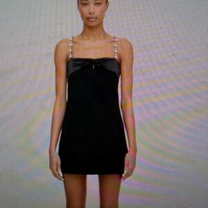 Hill House Black Mini Dress with Bow Detail